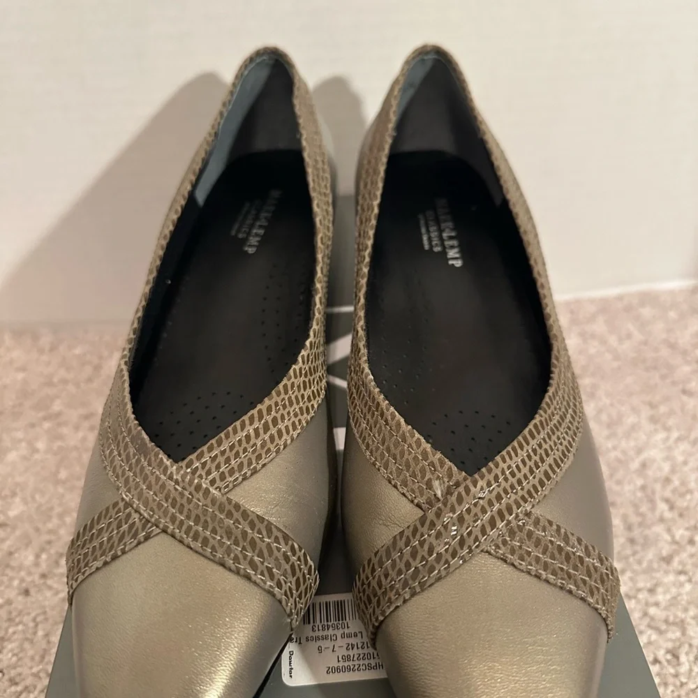 Walking Cradles Women's Taupe Flats, Pewter Leath, 8 1/2N, NWT